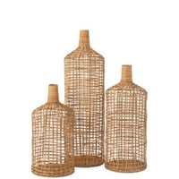Set van 3 vaas decoratie bamboe naturel