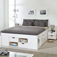 Bed Xavier 140x200cm met opbergruimte - white wash