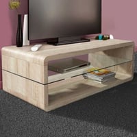 Salontafel Lewis - 43x120x60 cm - Lichtbruin/veiligheidsglas