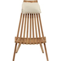 Loungestoel Kenya Venture Design - Teak Hout met Beige Kussen - 68x86x100cm