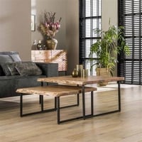 Set van 2 salontafels Erica-massief acacia