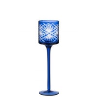 Theelichthouder op voet santorini glas blauw small