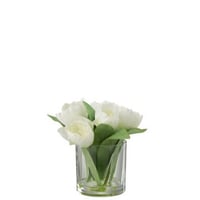 Tulpen in vaas rond plastiek glas wit small