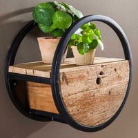 Wandrek Cyril rond Ø40 met lade industrieel - hardhout