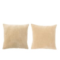 Kussen velvet vierkant katoen beige assortiment van 2