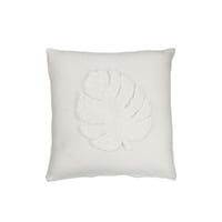 Kussen blad vierkant polyester wit