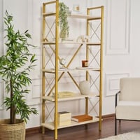 Boekenrek Elysian - 100% MELAMINE - Travertijn - 180 x 34 x 90 cm