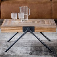 Salontafel Teca balans vierkant 70x70 industrieel - teak