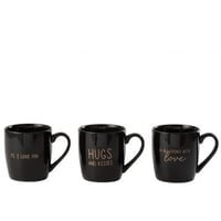 Tas liefde keramiek zwart assortiment van 3
