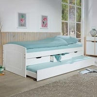 Kajuitbed Rieka 90x200 met 3 laden en logeerbed - wit