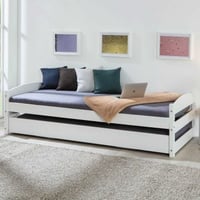 Bed Vindas 90x200 met in hoogte verstelbaar logeerbed - wit