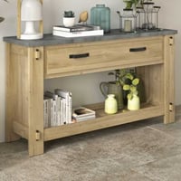 Sidetable Louane 156cm, 1 lade - eik/beton