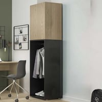 Kledingkast Nael - 50x60x200cm - 1 deur & 1 kledingroede - eikdecor/zwart