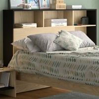 Achterbouw voor tweepersoonsbed Nael - 196x22x104cm - eikdecor/zwart