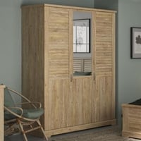 Kledingkast Wanda 170 cm 3 deuren & spiegel - bruin kastanjehout