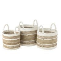 Set van drie manden caro raffia wit/naturel