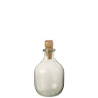 Fles ovaal kurk glas/hout transparant