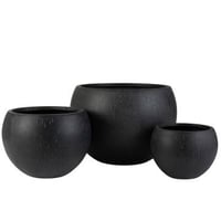 Set van 3 bloempotten rond klei zwart