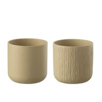 Bloempot gen keramiek beige extra large assortiment van 2