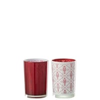 Windlicht notenkraker glas wit/rood large assortiment van 2
