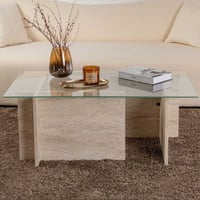 Vetrino Salontafel | 100% GEHARD GLAS | Travertijn