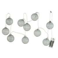 Slinger 10 ballen+ led geribbeld glas donker grijs