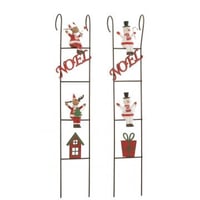 Ladder deco rendier/sneeuwman metaal mix assortiment van 2