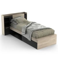 Bed Liva 90 x 190 cm-Kronberg eik/matzwart