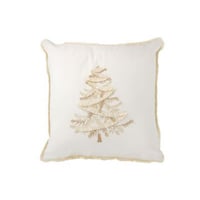 Kussen boom textiel wit/goud