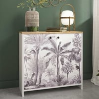 Commode Motaca 80cm, 2 deuren - wit/eik decor