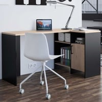 Hoekbureau Leicester met opbergmogelijkheden - kastanje/zwart