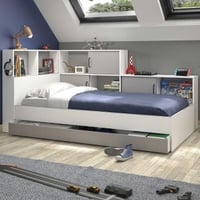 Tienerbed met bedlade en opbergruimte Erwan | 90 x 200 cm | Grey Moon-design