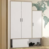 Kledingkast Erwan - 133x52x192cm - 4 deuren - wit/kastanje