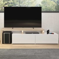 Tv-meubel Mikao hoek - eik decor/wit