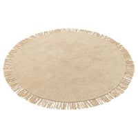 Tapijt rond+franjes licht beige