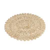 Placemat rond bloem+cirkels mais schil nat