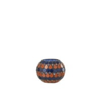 Teelicht houder mozaiek druppel glas oranje/blauw small