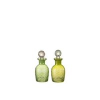 Karaf bladeren glas groen small assortiment van twee