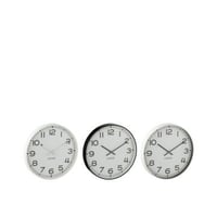 Wandklok rond plastic wit/zwart small assortiment van 3