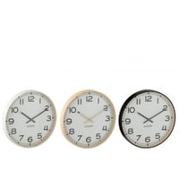 Wandklok rond plastic beige/wit/zwart large assortiment van 3