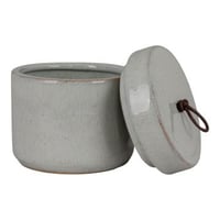 Grijze keramische pot met deksel - 10,5 x 10 cm