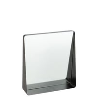 Wandspiegel vierkant metaal/glas zwart