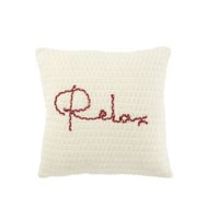 Kussen gebreid relax polyester/acryl wit/rood