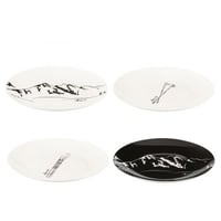 Doos 4 borden cadeaudoos keramiek zwart/wit