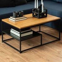 Rechthoekige salontafel Gila 90x60x42cm - eik en zwart staal