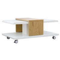 Salontafel Julia 110x66 met verschuifbaar blad & wieltjes - wit/eik