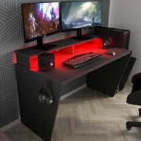 Gaming bureau Yannick 150x70x85cm spaanplaat - antraciet