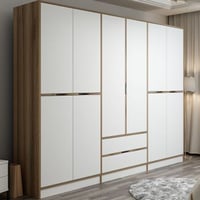 Kledingkast Elina - 100% MELAMINE - Goudkleurig - 277 x 208 x 52 cm