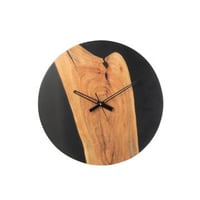 Wandklok modern acacia hout/epoxyhars naturel/zwart