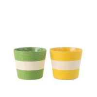 Bloempot touwtjes streep papier/pet geel/groen large assortiment van 2